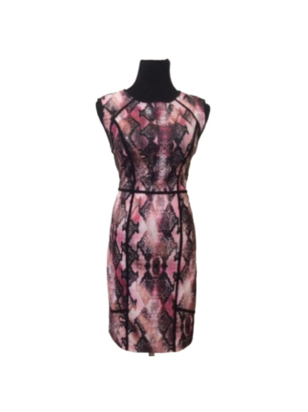 **Jennifer Lopez** Pink Multicolor Snakeskin Print Sheath Dress  Size 0 NWT